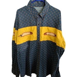 Vintage Homemade Feathers Men’s Button Front Shirt Southwestern Aztec Size XXL
